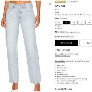 Levi's Wedgie Straight Leg Jeans size 25